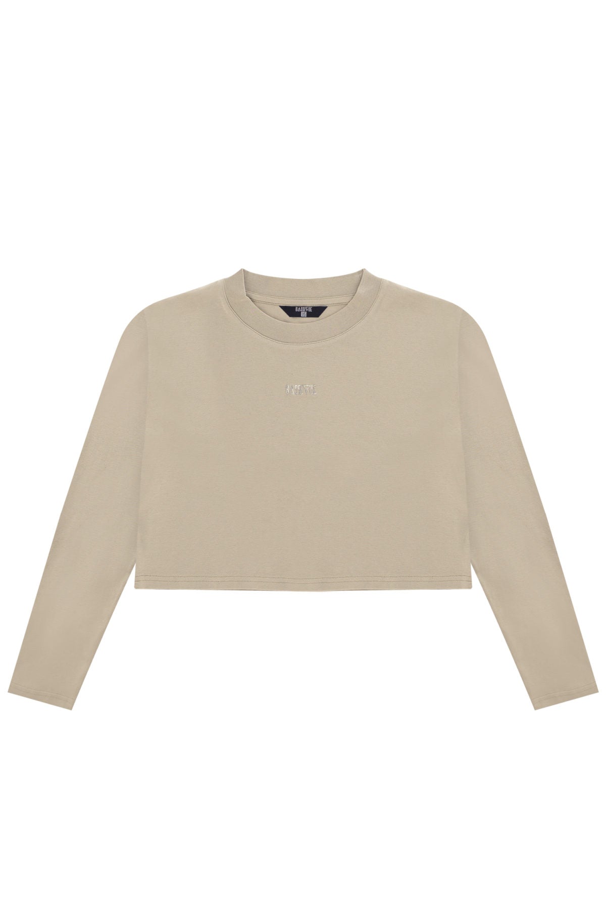 Cotton Crop Long Sleeve T-Shirt - Beige