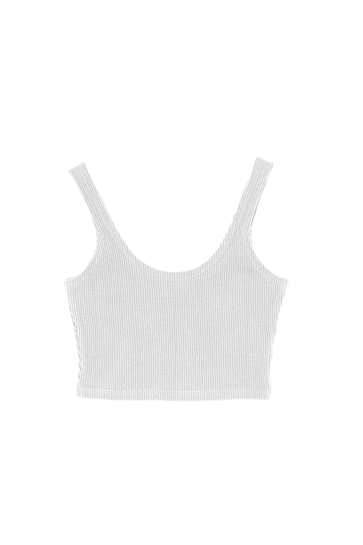 Waffle  Crop Top - Beyaz