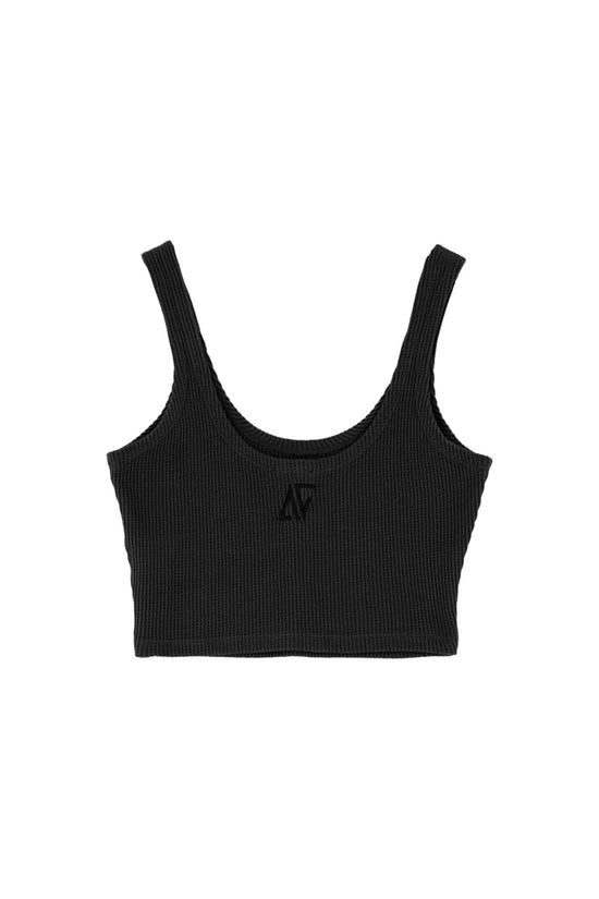 Waffle Tank Top - Black