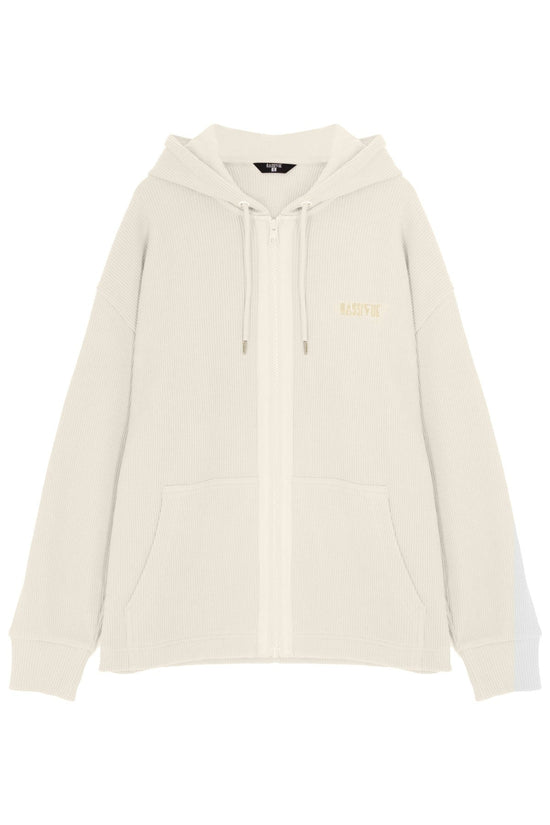 Waffle Zipper Sweatshirt - Eggshell