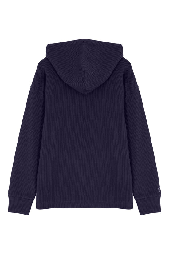 Waffle Fermuarlı Sweatshirt - Koyu Lacivert