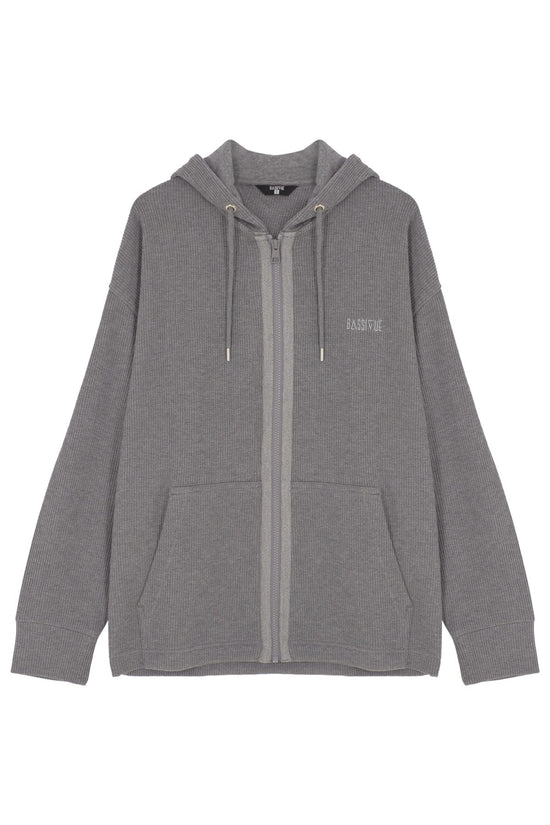Waffle Fermuarlı Sweatshirt - Gri