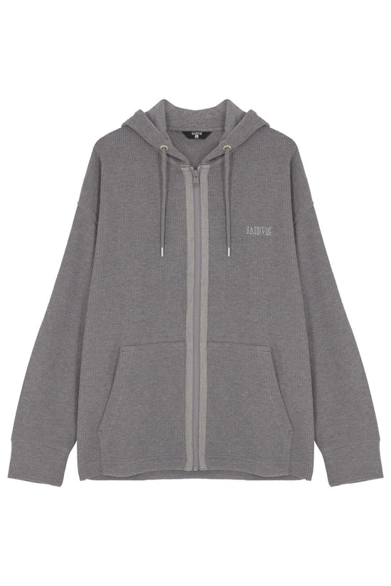 Waffle Zipper Sweatshirt - Grey