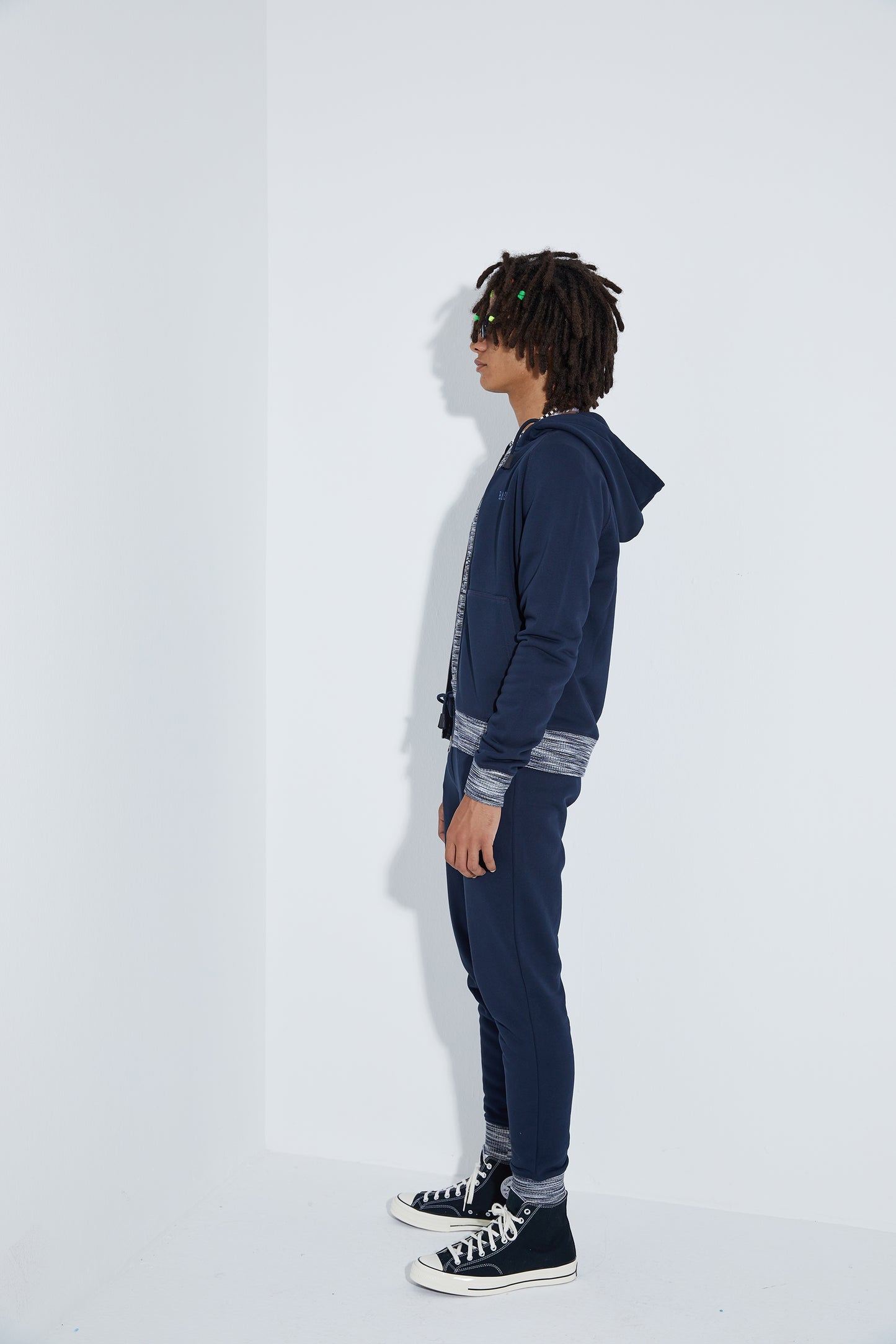 Knit Zipper Sweatshirt - Navy