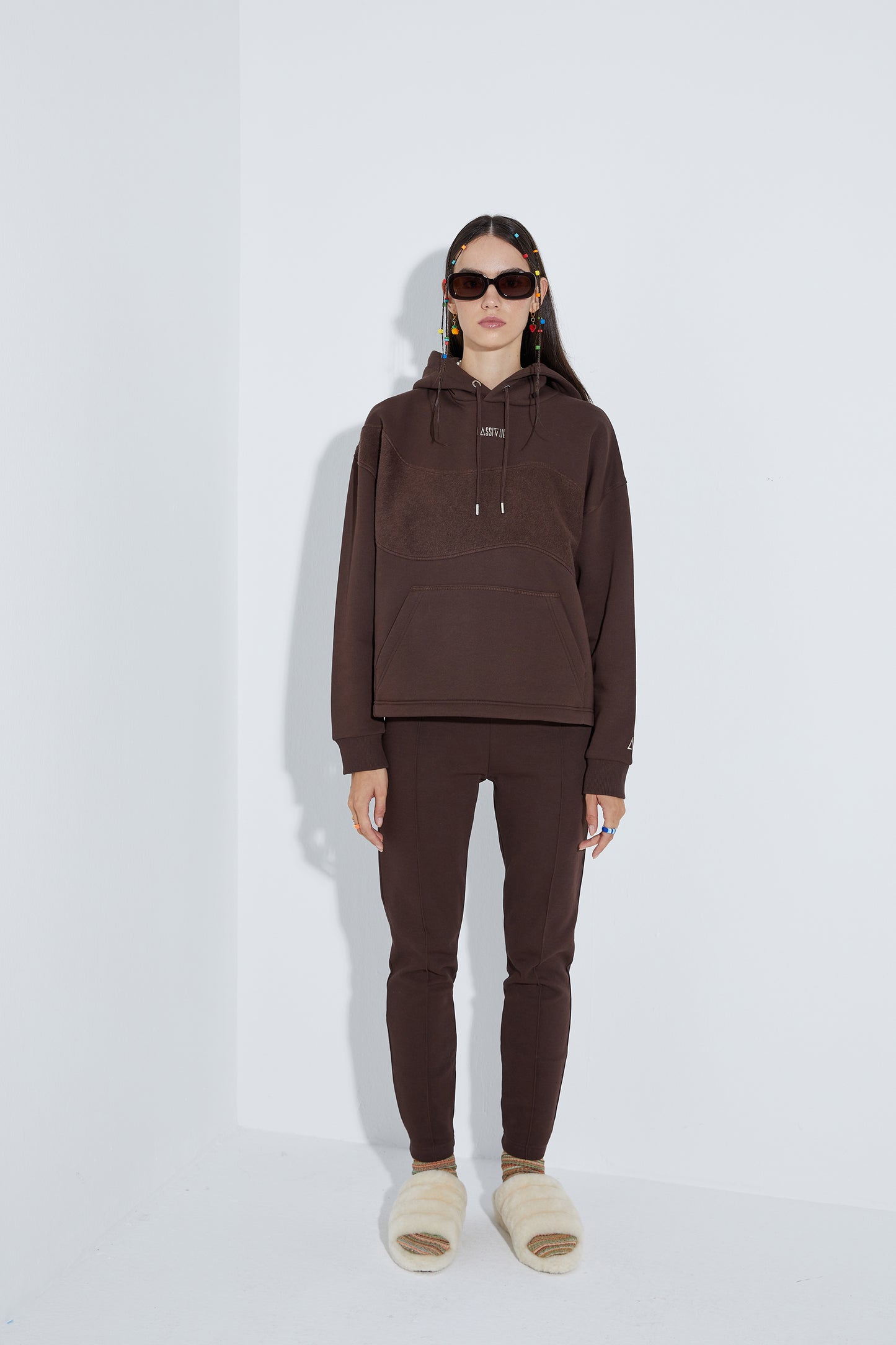 Kapüşonlu Sweatshirt - Kahverengi