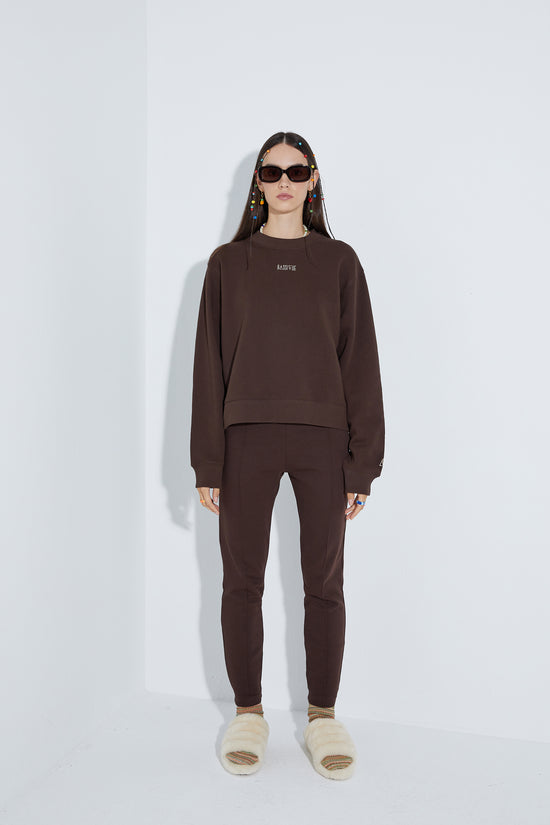 Cotton Crewneck Sweatshirt - Dark Oak