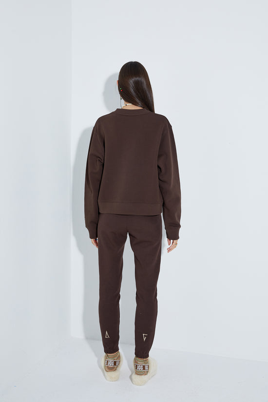 Cotton Crewneck Sweatshirt - Dark Oak