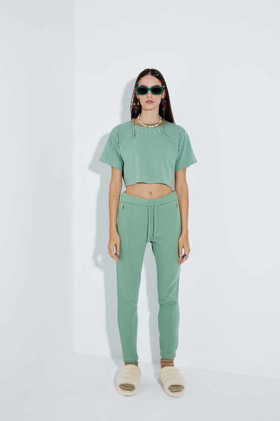 Cotton Skinny Sweatpants - Jade