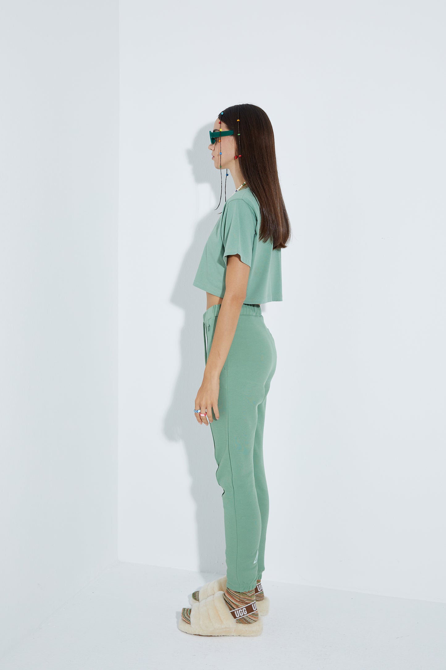 Cotton Skinny Sweatpants - Jade