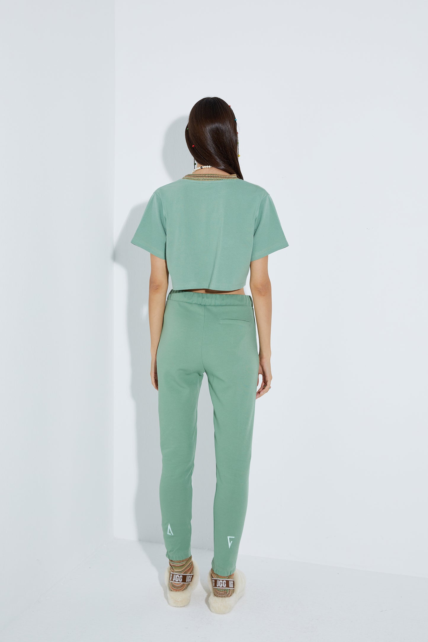 Cotton Skinny Sweatpants - Jade