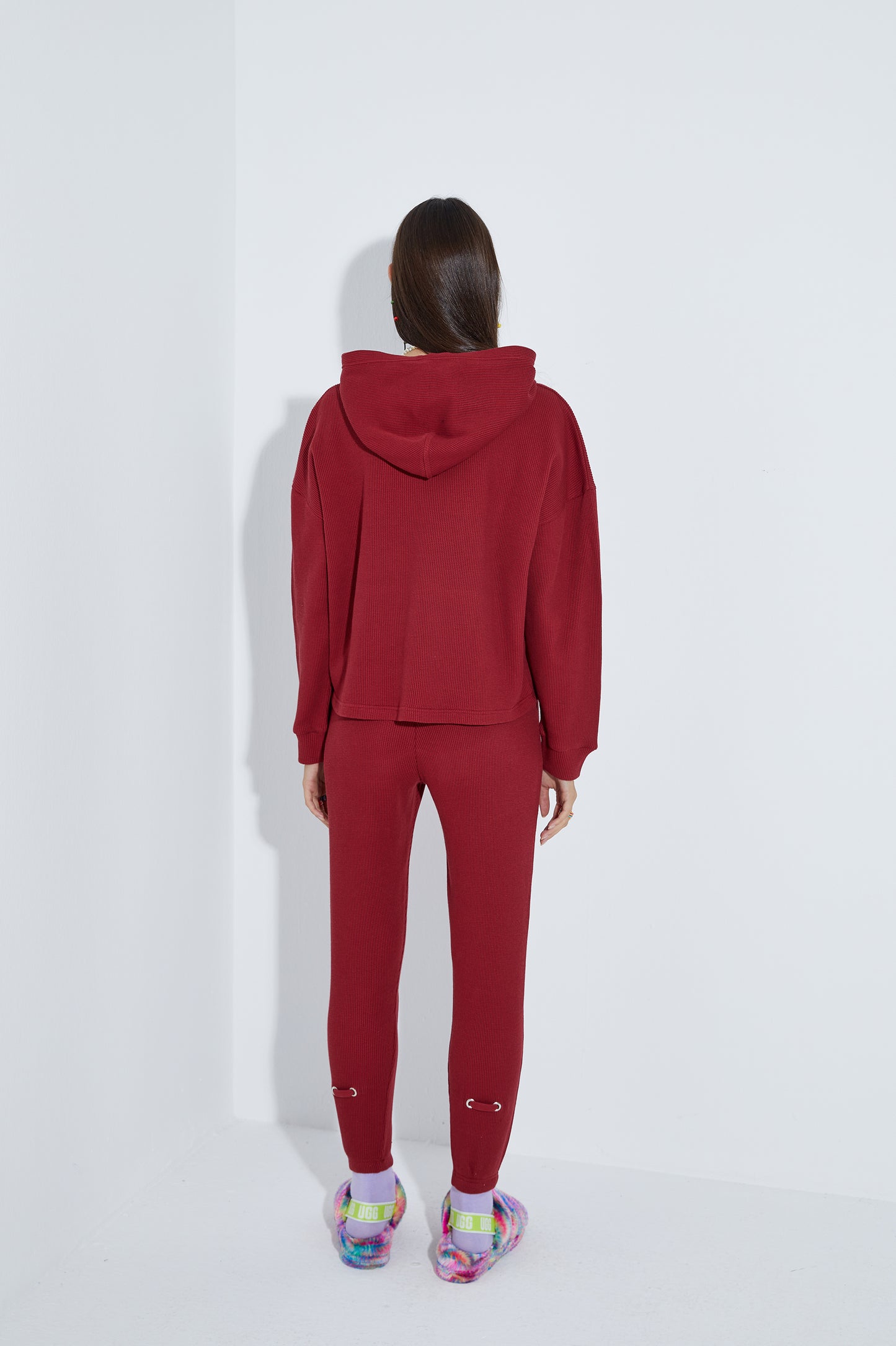 Load image into Gallery viewer, Waffle Oversize Hoodie - Wine
