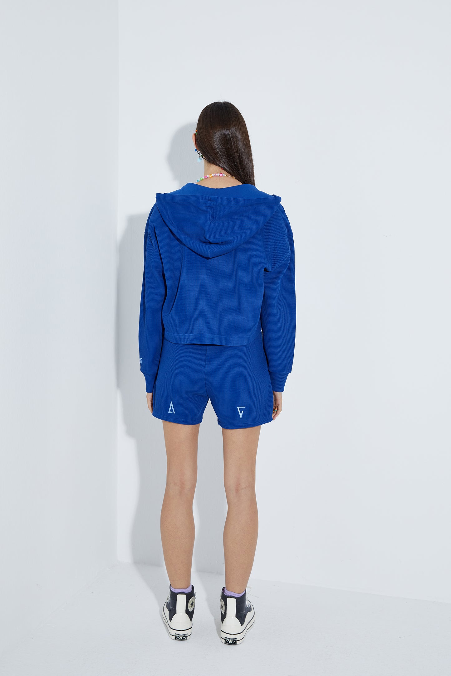 Waffle Zipper Sweatshirt - Lazuli Blue