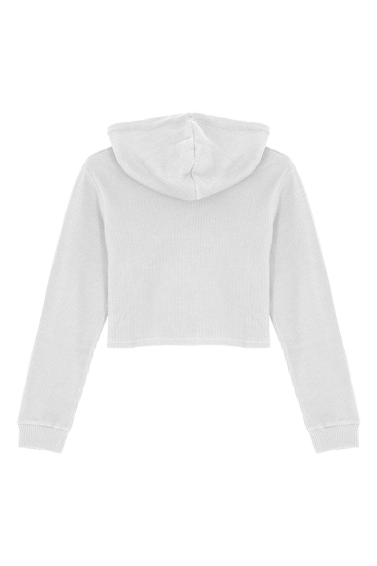 Waffle Kapüşonlu Sweatshirt - Beyaz