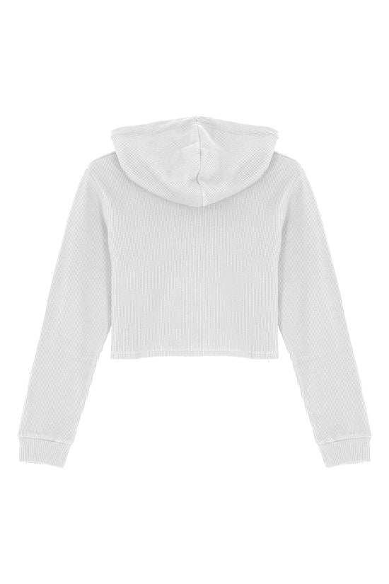 Waffle Kapüşonlu Sweatshirt - Beyaz