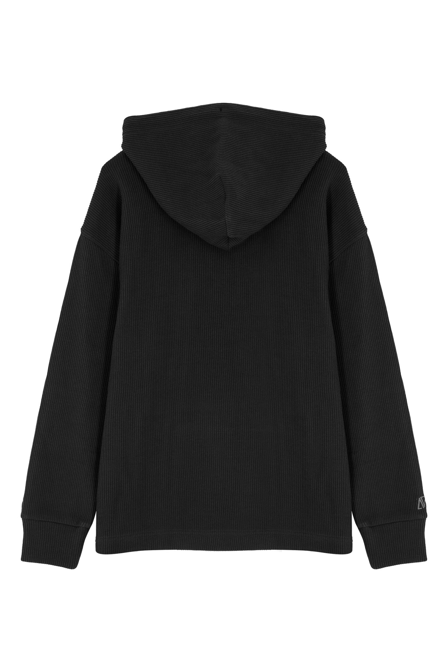 Waffle Zipper Sweatshirt-Black