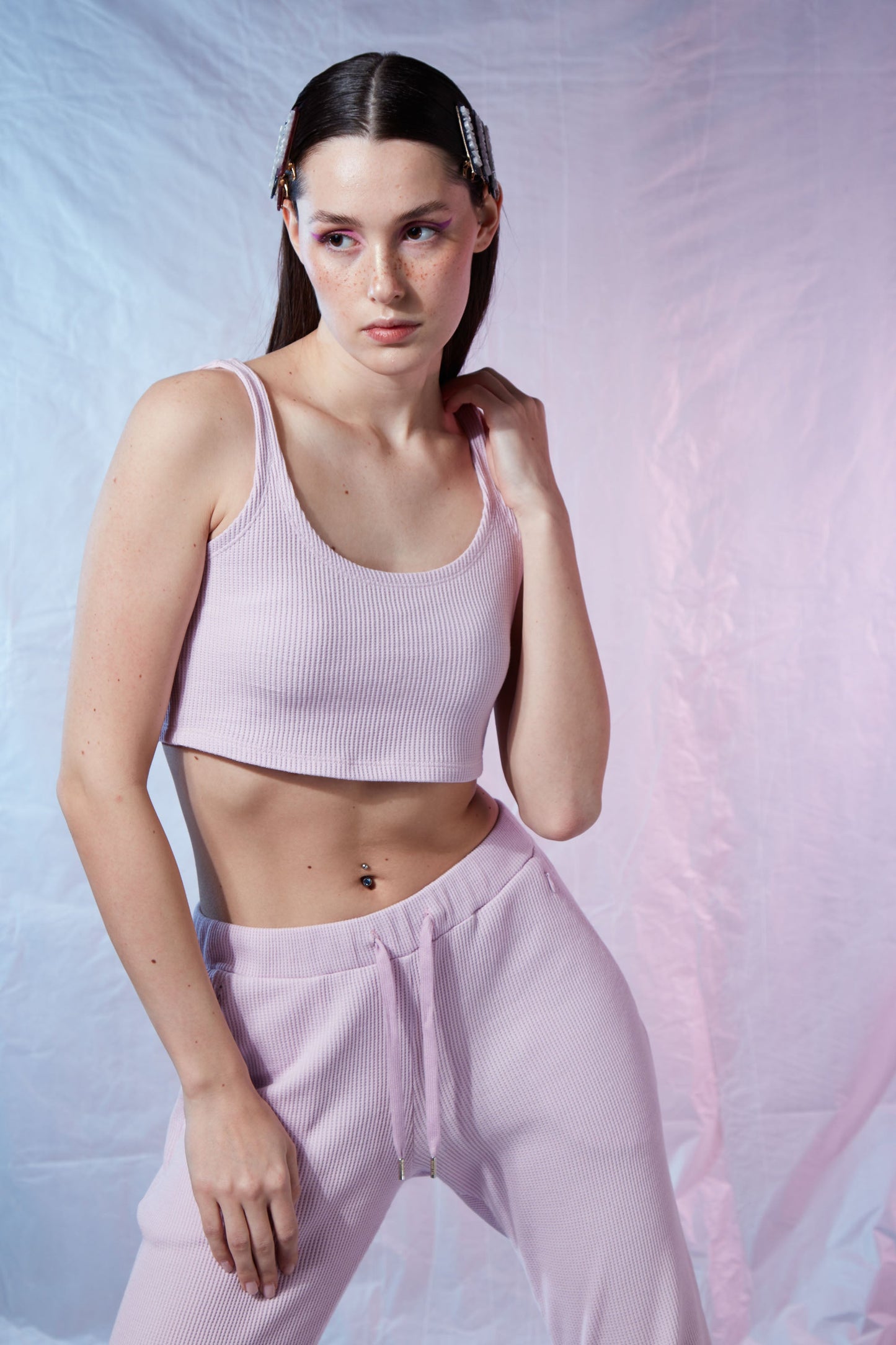 Waffle Tank Top - Cold Blush