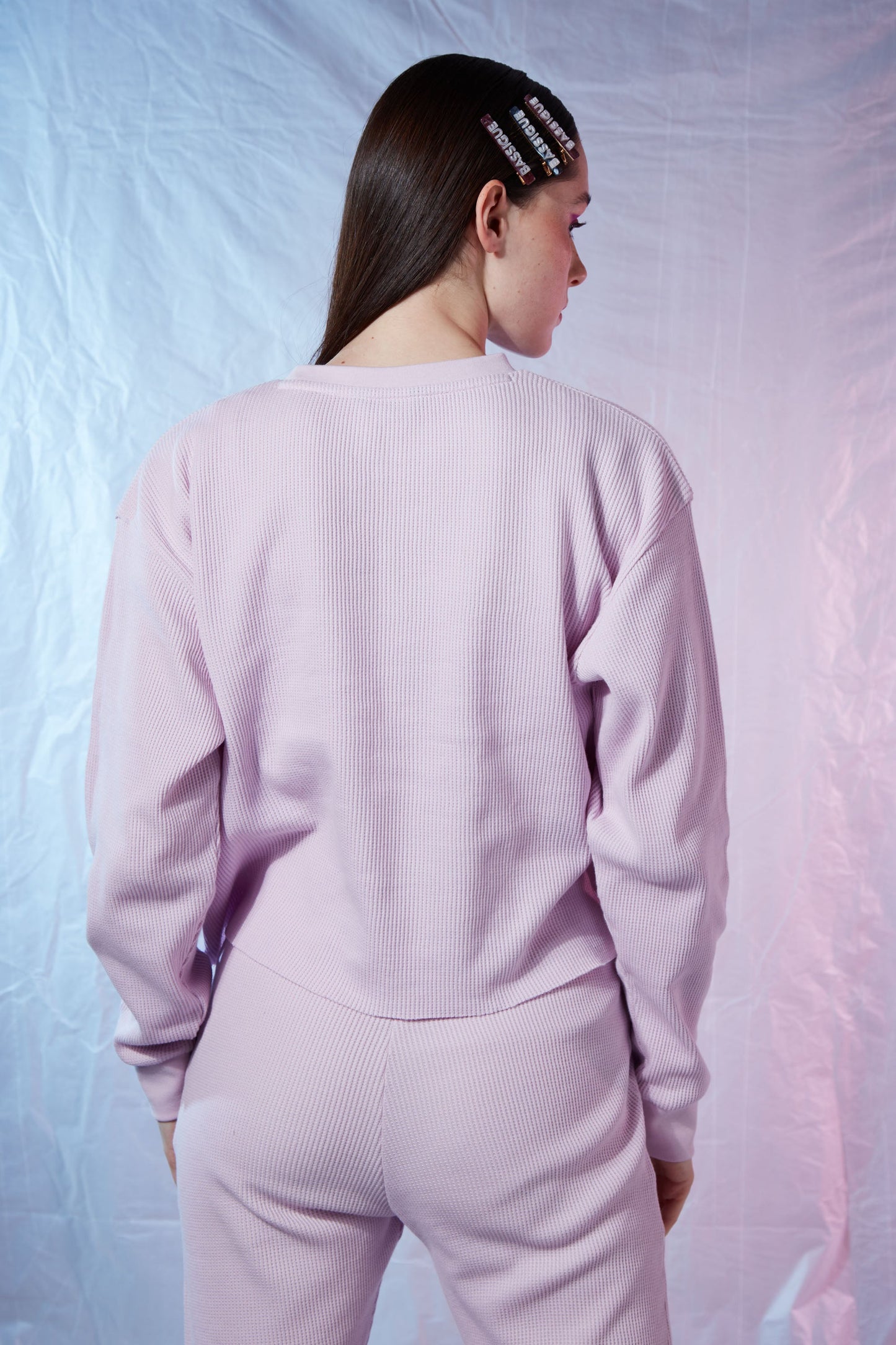 Waffle Sweatshirt- Cold Blush