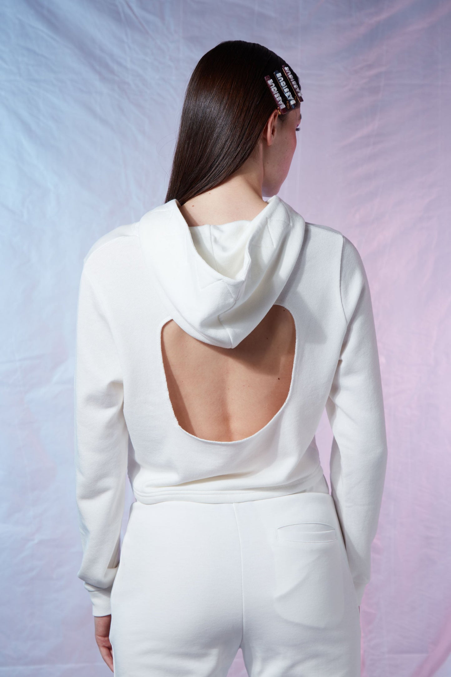 Open Back Hoodie - Eggshell