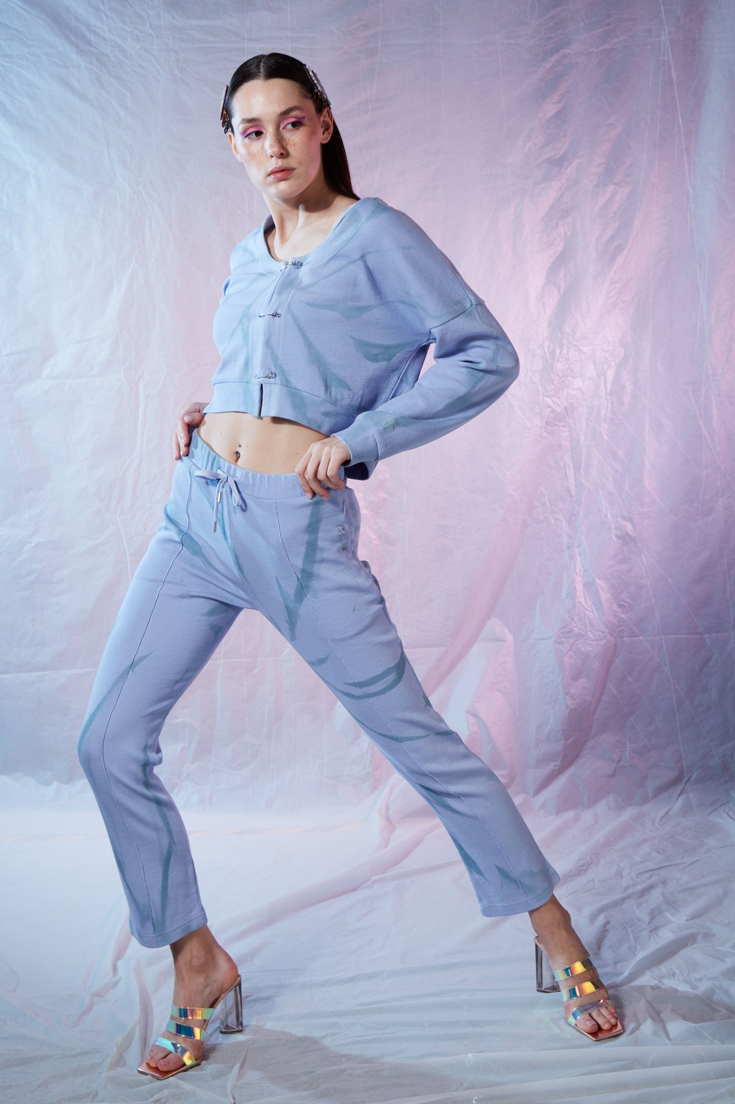 Pin Cigarette Sweatpants - Mineral Green/Moon Blue