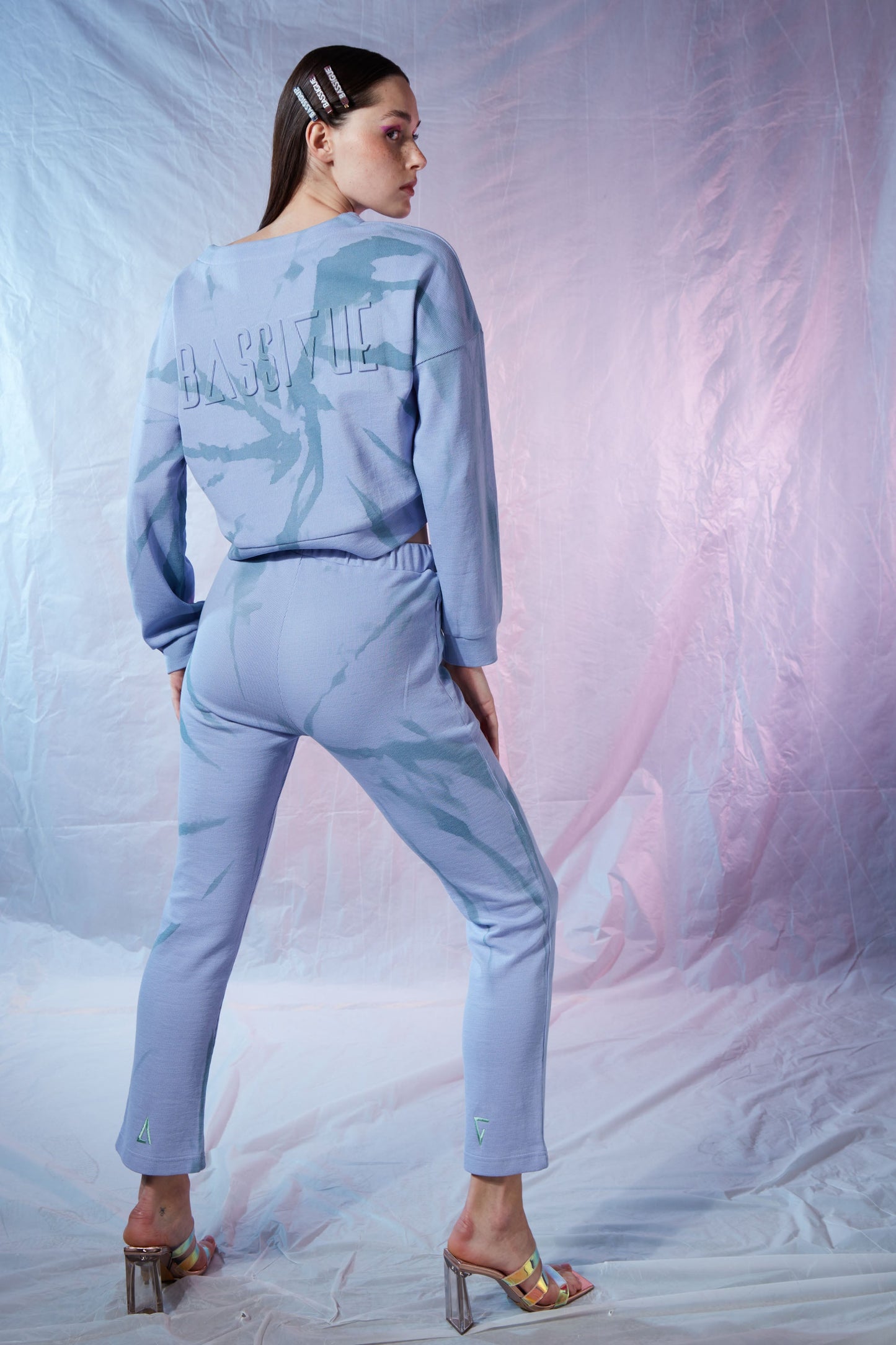 Pin Cigarette Sweatpants - Mineral Green/Moon Blue