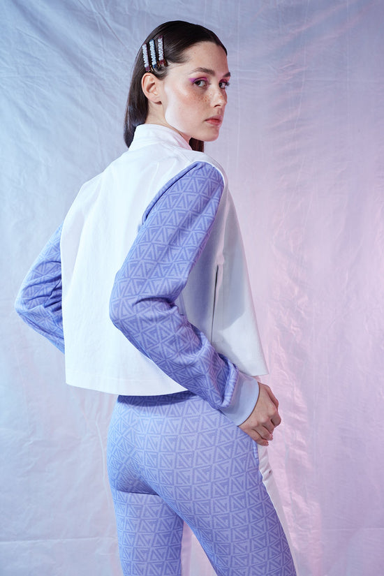 Denim Ceket - Beyaz/Mor