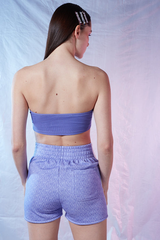 Denim Bralet - Beyaz/Mor