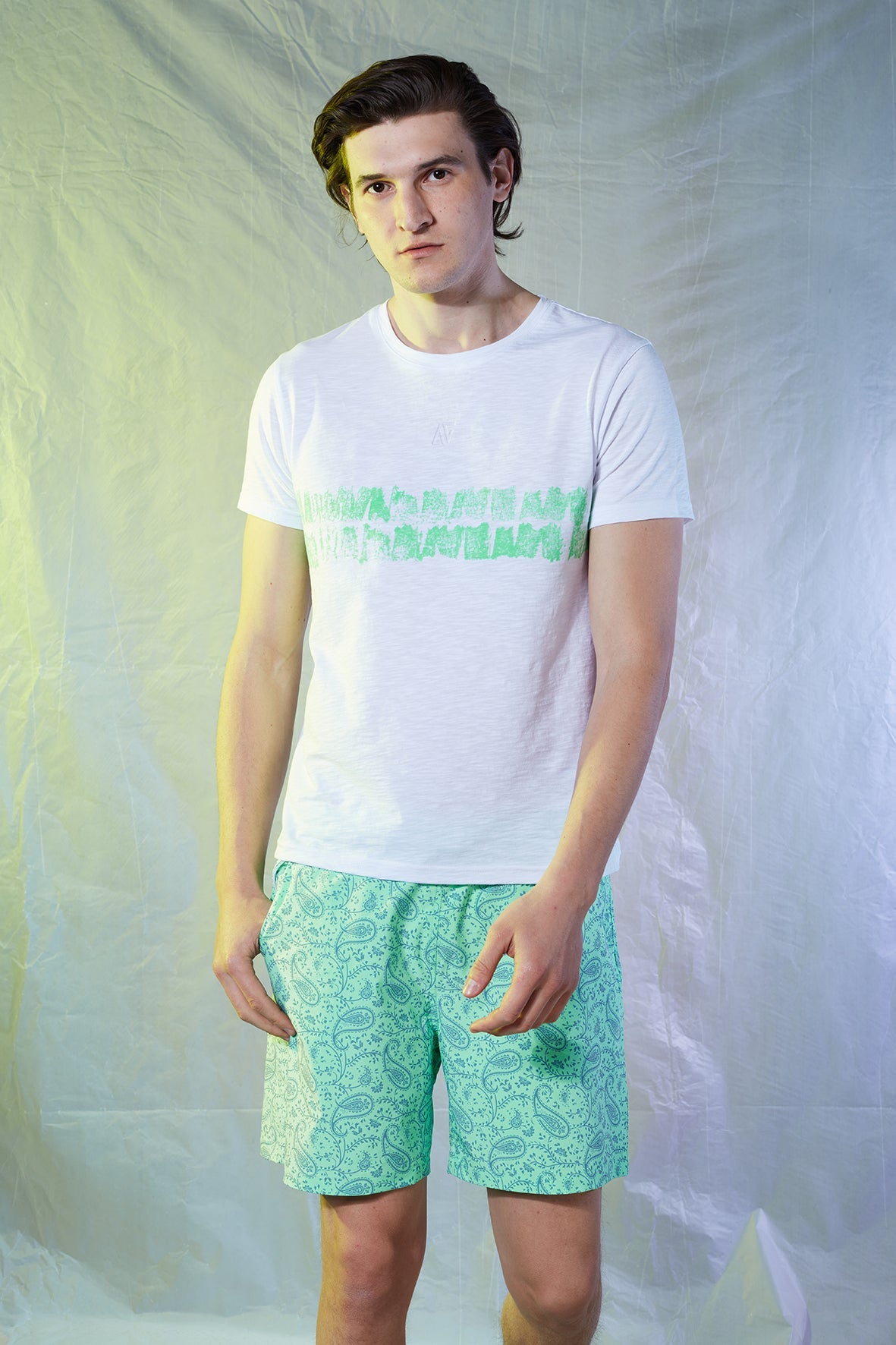 Cotton T-Shirt- White Line Dye
