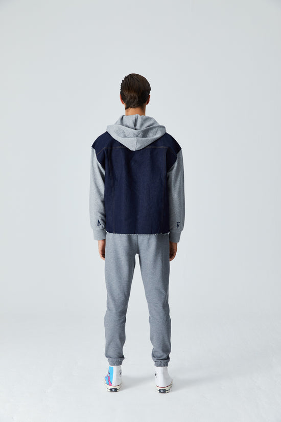 Denim Ceket - Gri/Lacivert