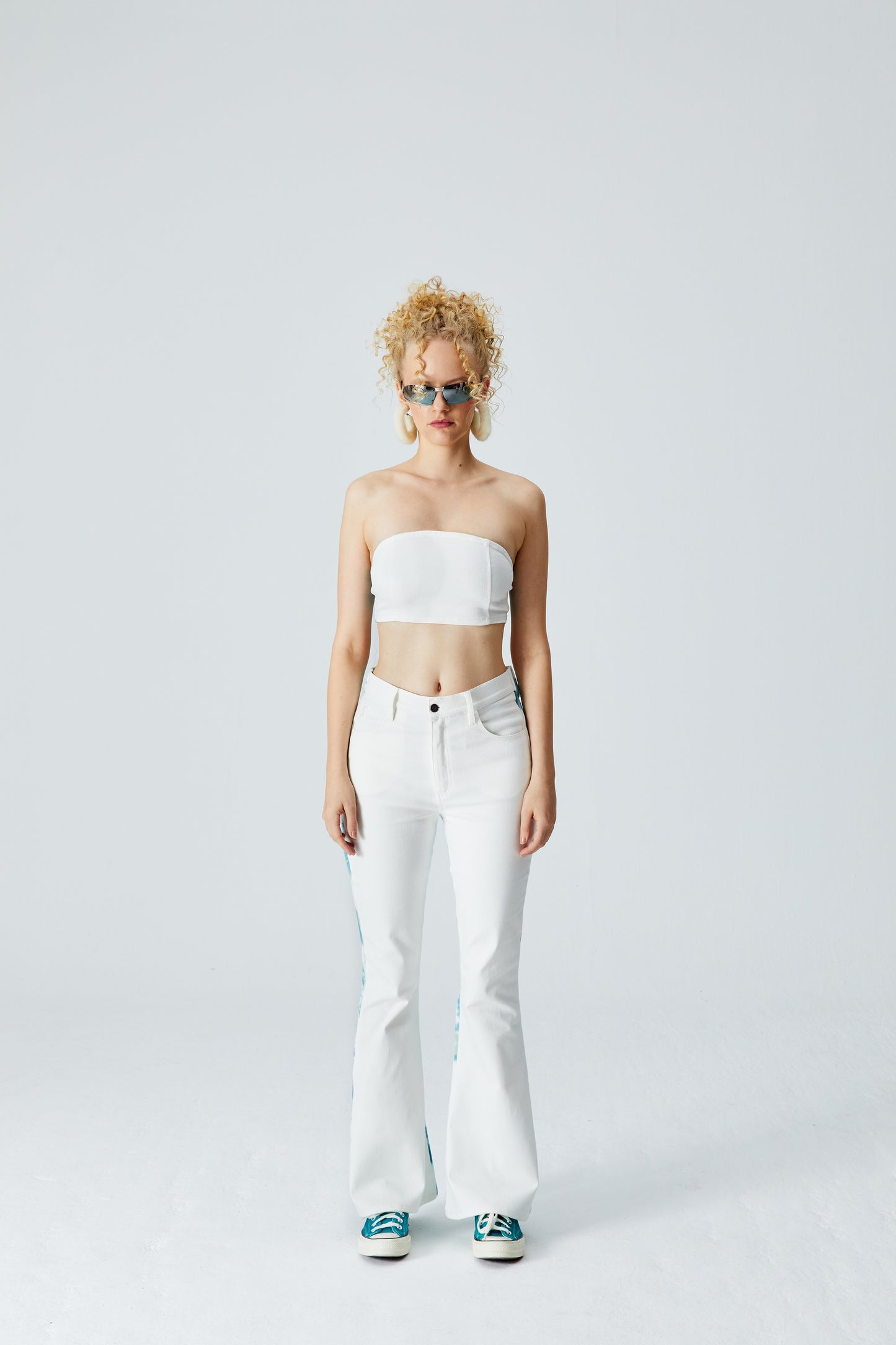 White Denim Bralette - Cameo Green/Verdi Green