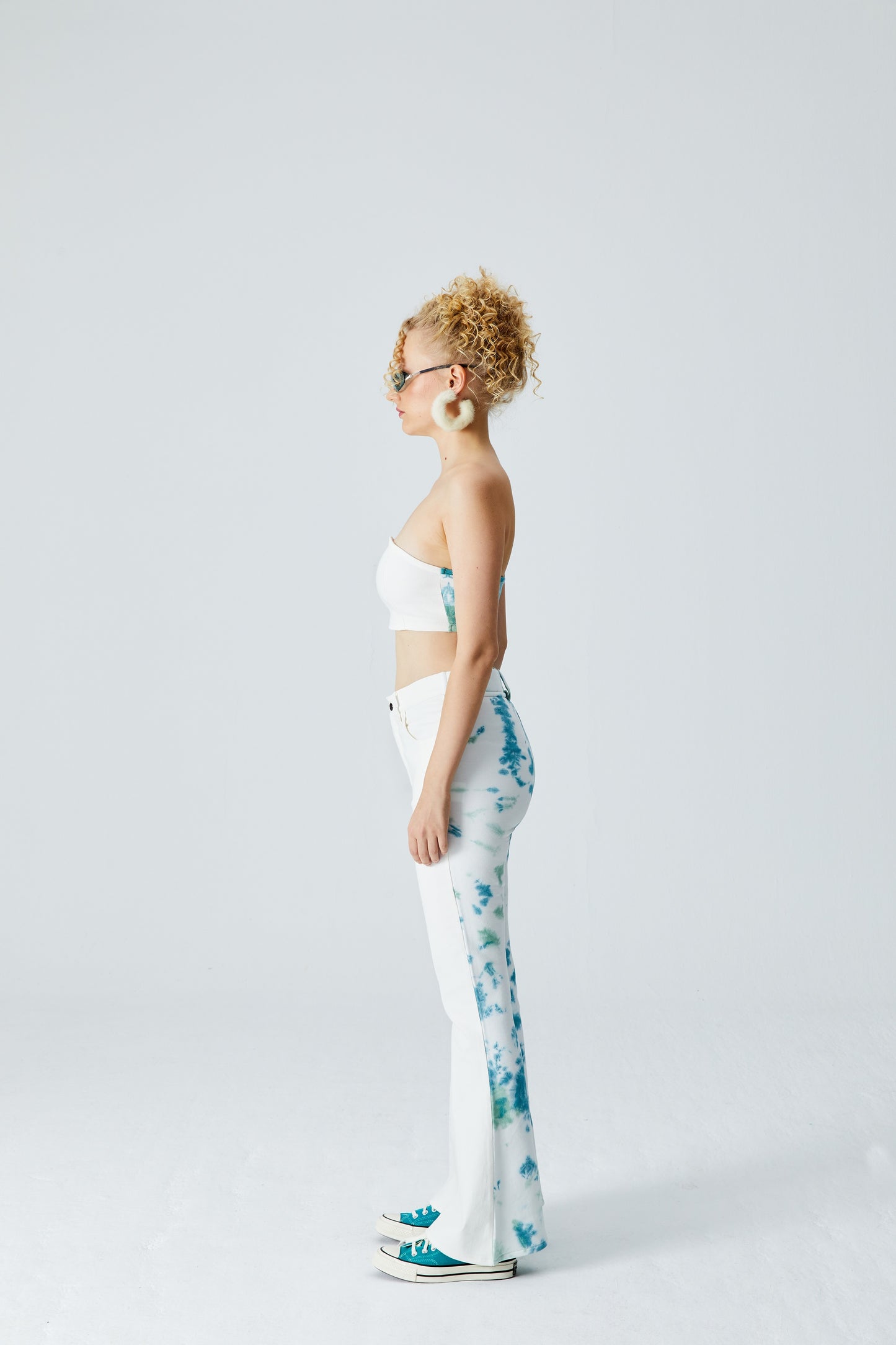 White Denim Bralette - Cameo Green/Verdi Green