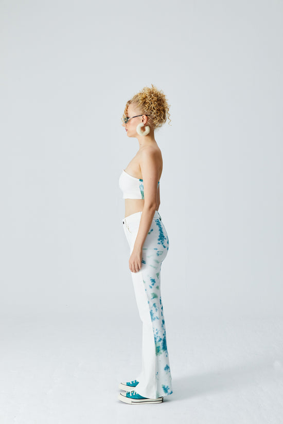 White Denim Bralette - Cameo Green/Verdi Green