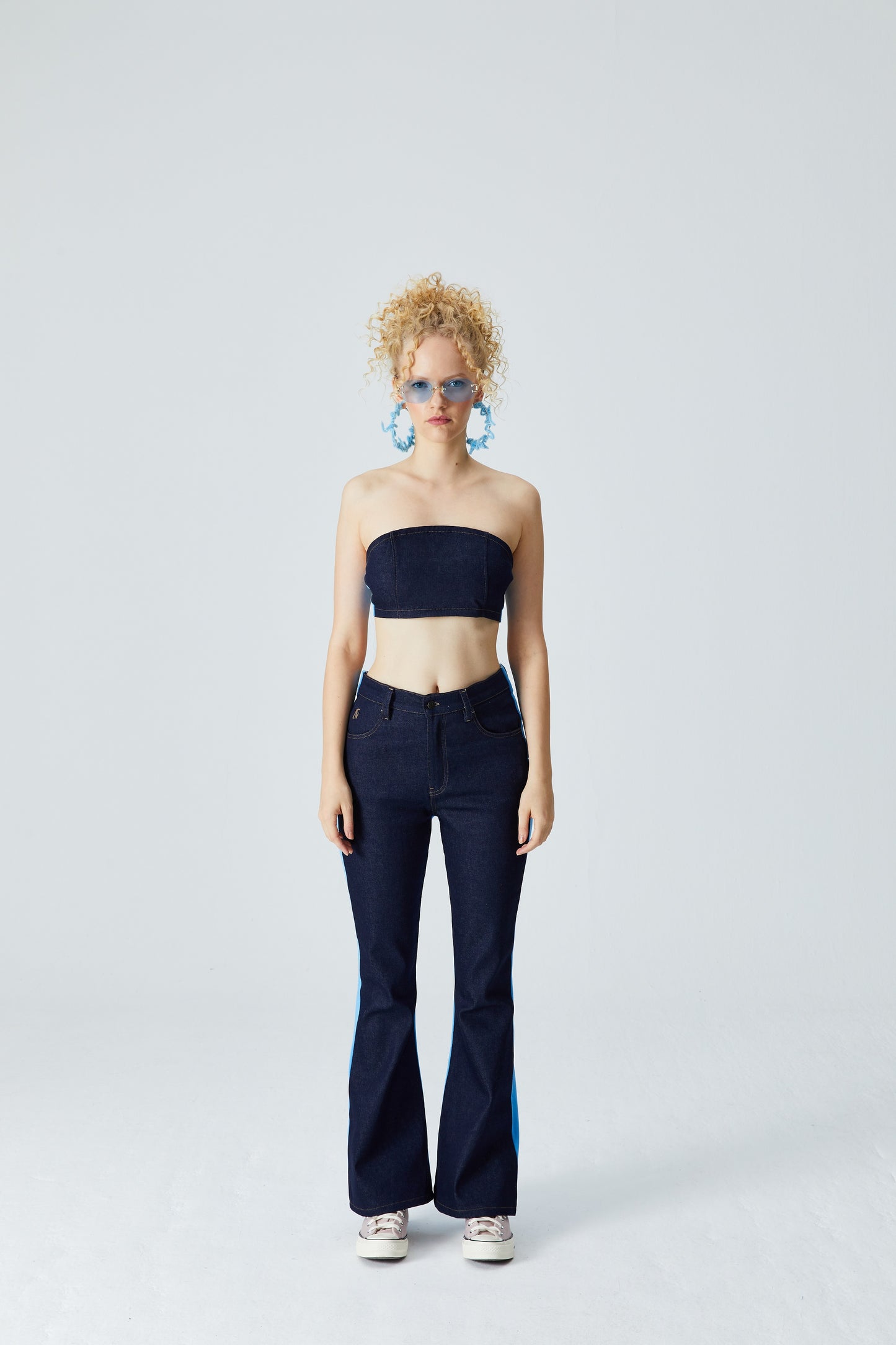 Denim Flare Pantolon - Lacivert/Mavi