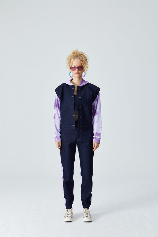 Denim Yelek Ceket - Lacivert/Lila