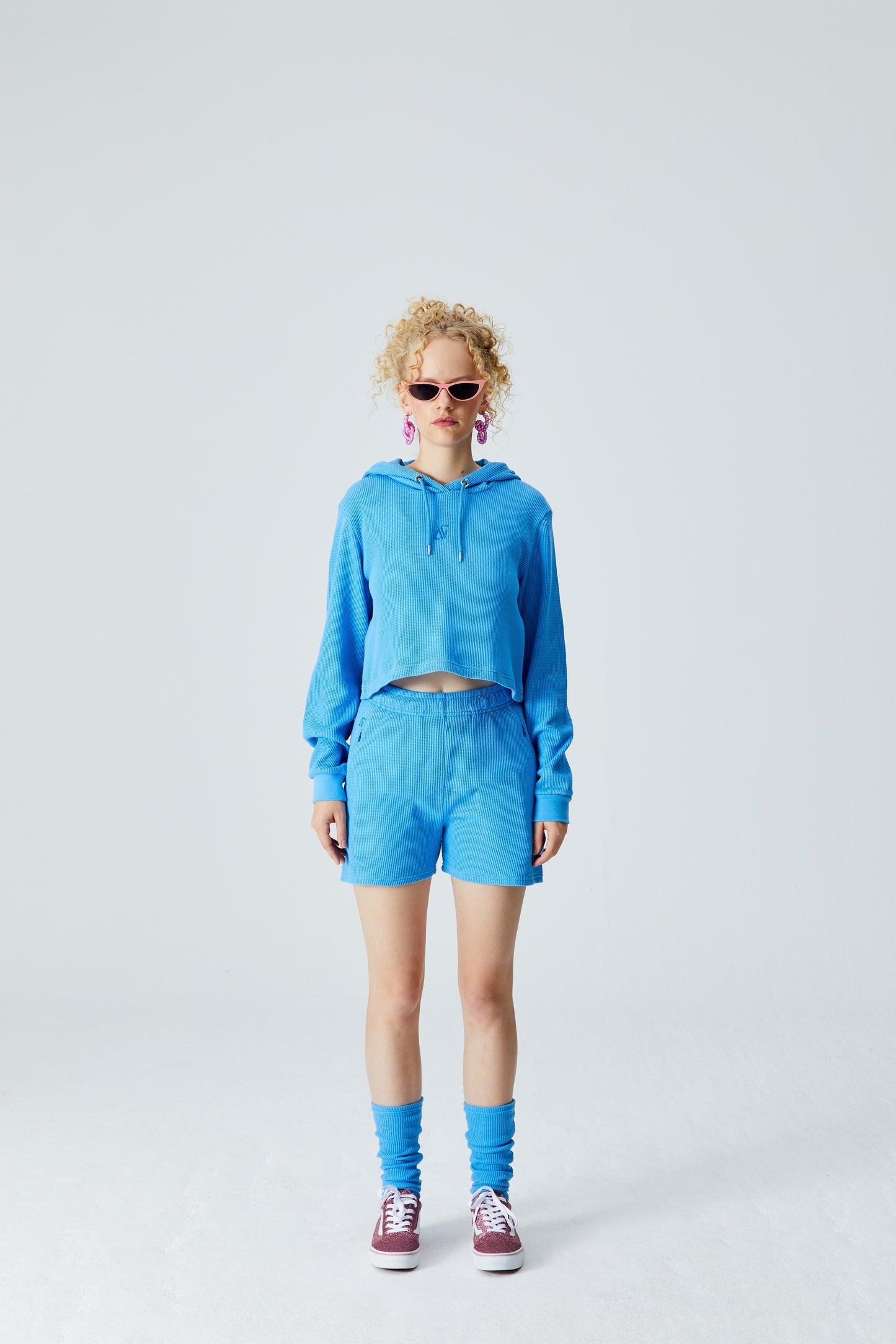 Waffle Crop Sweatshirt - Mavi