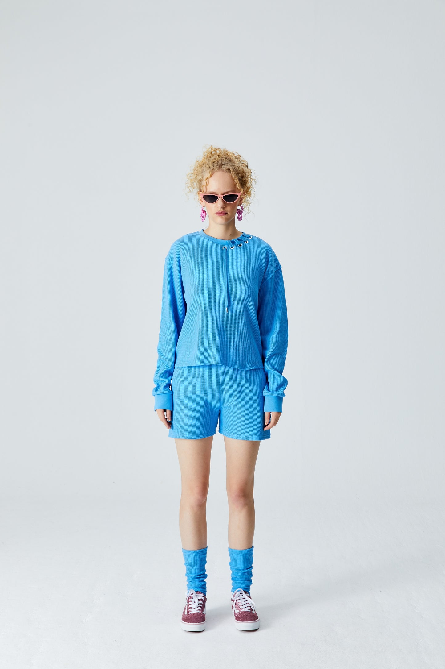 Waffle Crewneck Sweatshirt - Tranquil Blue