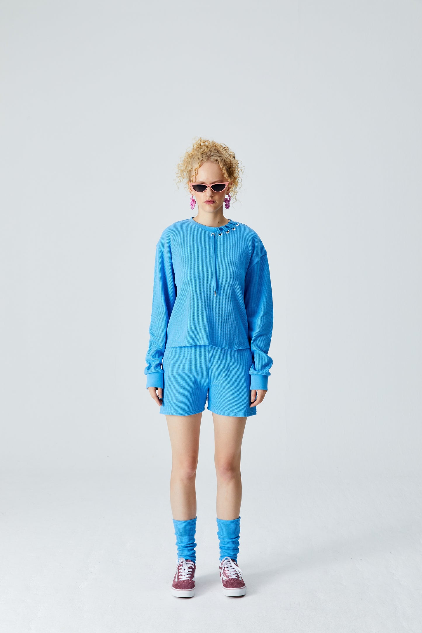Load image into Gallery viewer, Waffle Crewneck Sweatshirt - Tranquil Blue
