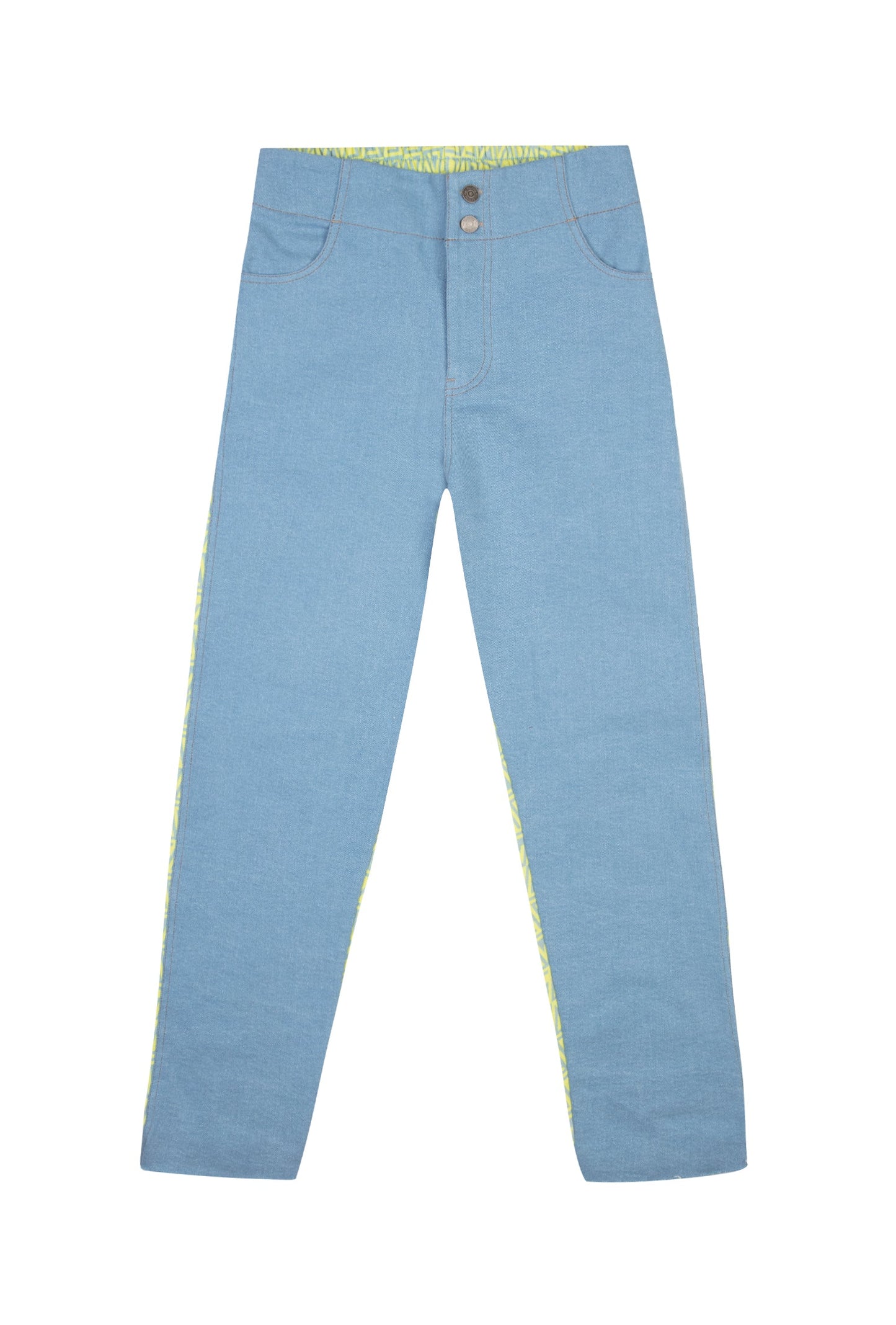 Denim Boyfriend Pantolon -Yeşil/Sarı