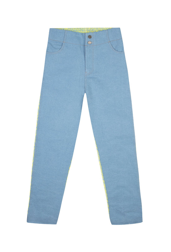 Denim Boyfriend Pantolon -Yeşil/Sarı